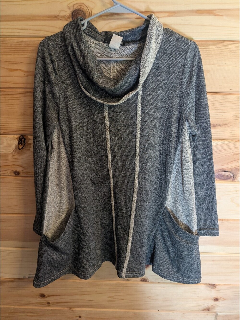 Moonlight Women's S Gray Colorblock Pullover Hoodie Pockets